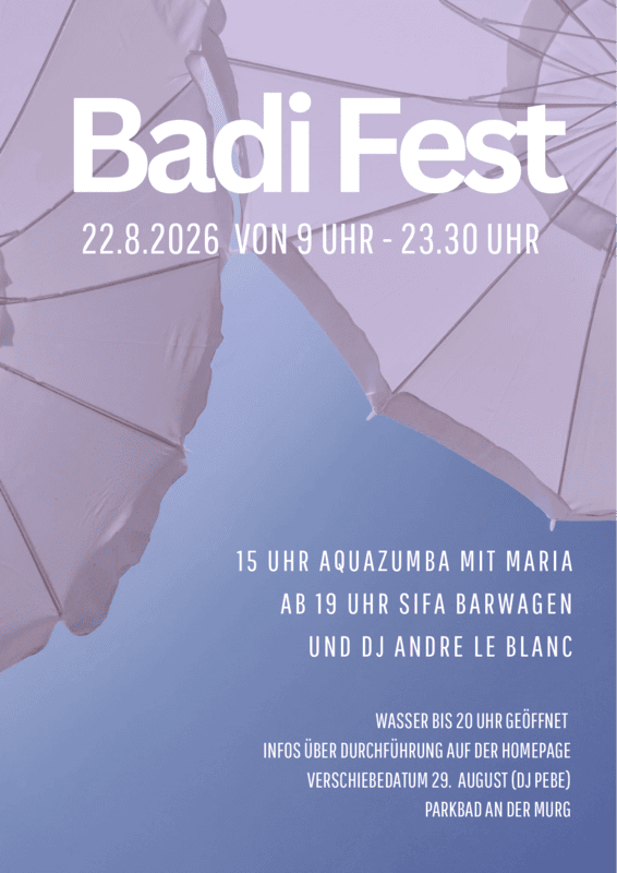 Info zum Badi-Fest vom 22.08.2026
